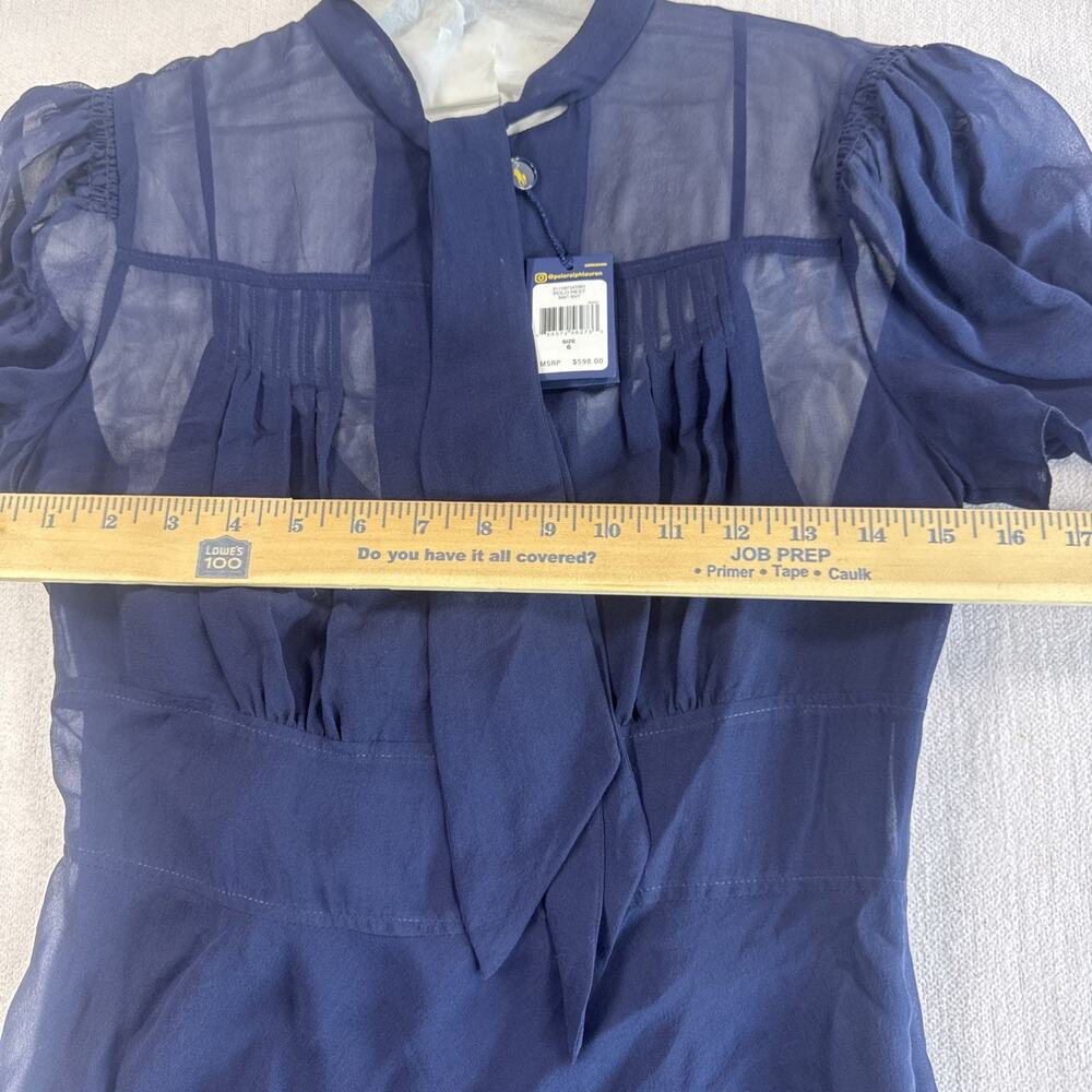 Polo Ralph Lauren Silk Dress Womens 6 Navy Dress With Overlay NWT MSRP$598 - Picture 12 of 16